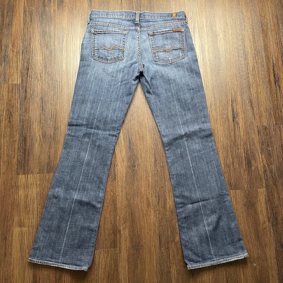 7 For All Mankind Womens Bootcut Jeans 29 Blue Mid Rise Med Wash Stretch Denim - Picture 2 of 11